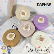 DAPHNE Summer Beach Bag, Mini Round Straw Bag, Flower Graphic Zipper Lightweight Straw Crossbody Bag