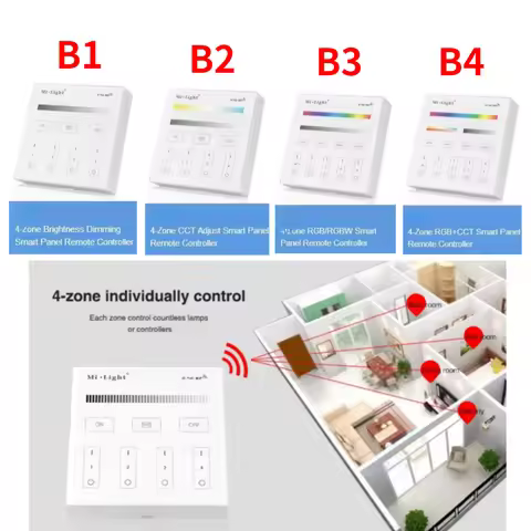 Miboxer B1 B2 B3 B4 4-Zone 2.4GHz Wireless Touch Panel Controller RGBW RGB + CCT Brightness Dimming 
