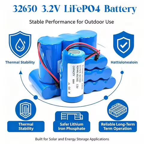 32650 3.2V LiFePO4 Lithium Iron Phosphate Battery Pack with BMS for Solar Street Light, Garden Lamp 