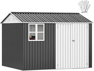 DWVO 10x8ft Metal Outdoor Storage Shed with Window, Lockable Tool Storage Sheds, Oversized Steel Gar
