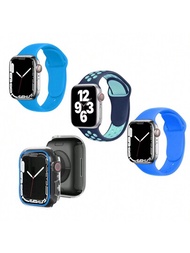 Kit Luminoso Correas Para Apple Watch 2 Silicon + 1 Sport + Case Neón