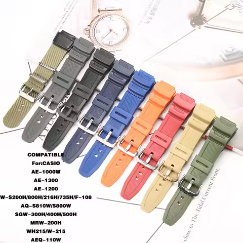 Resin Strap For CASIO AE1200 AE1300 AE1000 W-219 Replacement Rubber Watch Band Men's Sports Waterpro
