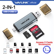 Wavlink 2-in-1 USB C+USB3.0 SD Card Reader Adapter High-speed 2 Cards Work Mini Aluminum Alloy OTG/Thunderbolt 3 USB SD Card  Reader for TF SD Micro SD SDXC SDHC MMC RS-MMC Micro SDXC Micro SDHC UHS-I