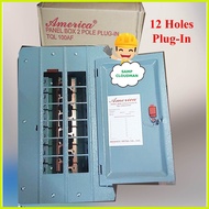 ✓ ♟ ☂ America Panel Box 10 Branches Plug-In TQL 2 Pole 12 Holes 6 x 6 Panel Board