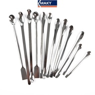 MAKY 12Pcs Stainless Steel Lab Spoon Spatula Laboratory Sampling Spoon Mixing Spatula VN