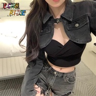 Echo Ridge Ultra short denim jacket design niche high waist denim jacket