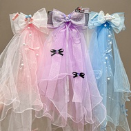 Veil veil veil Kuromi Children's Bow veil Headdress Super Fairy Girl Gauze Hair Clip Little Girl Pri