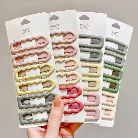 6pcs Macaron Hair Clip For Women Sweety Dopamine BB Clips INS Style Wavy Duckbill Clip Girls Daily L