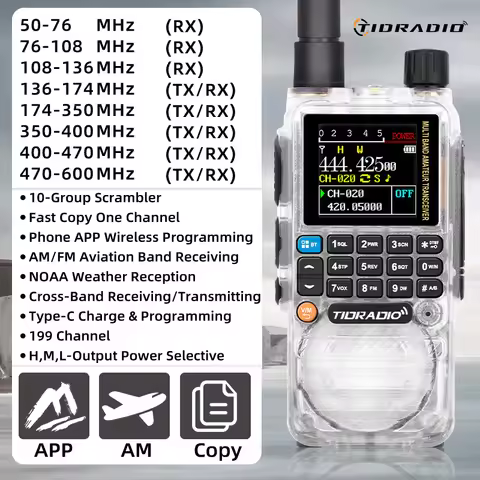 TIDRADIO H3 Walkie Talkie Air Band Long Range Two Way Radio Phone APP Wireless Programming Ham GMRS 