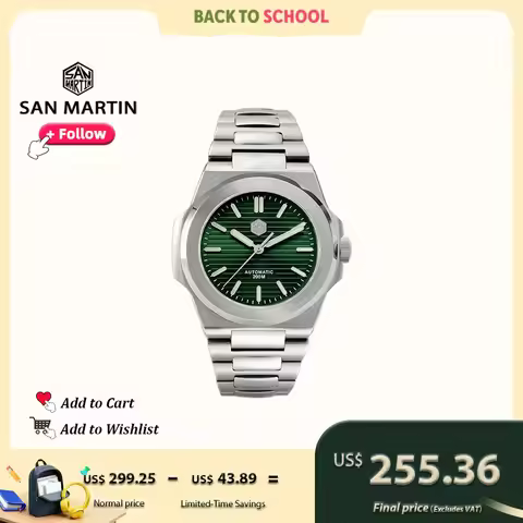 San Martin 42mm Men Dress Watch Luxury Mechanical Timepiece 200m Waterproof Sapphire PT5000 or SW200