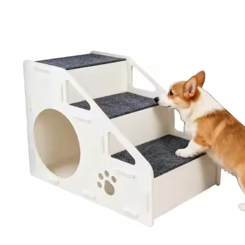 Dog Secure Stairs Ramps Non-Slip Cats Stairs 4-Step Kitten Ramp House for High Bed Couch Play Area S