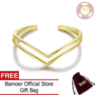 BAMOER Gold Vintage Double Square Crown Victoria Ring 925 Sterling Silver Adjustable Finger Ring for Women Simple Jewelry SCR713