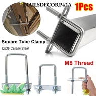 INAILSDECORP4 1Pcs Pipe U-clamp, Galvanized Q235 Carbon Steel With Baffle M8 Square Tube Clamp,  Scr