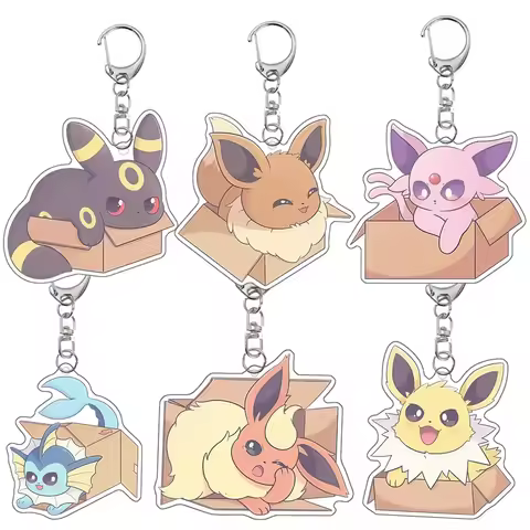 Pokemon Keychain Espeon Umbreon Glaceon Eevee Sylveon Jolteon Vaporeon Leafeon Anime Cartoon Cute Ke