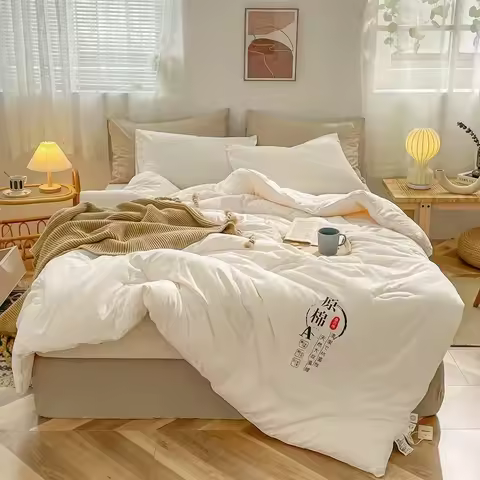 High-quality Spring Summer Autumn Winter Duvet 100% Cotton Fabric Soya Fibre Filling Quilted Comfort