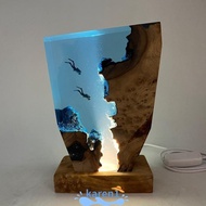 KA Art Decoration Lamp, 2 Divers USB Charge Resin Table Light, Decoration Gifts Seabed World Night L