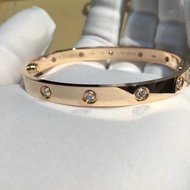 Cartier Wide Narrow Classic love Diamond-Free Bracelet Female 18K Rose Gold Four Diamond Couple Nail