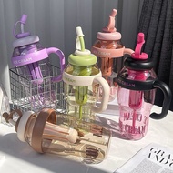 1300ML Large Tumbler Drinking Bottle + Transparent Plastic Water Bottle Straw