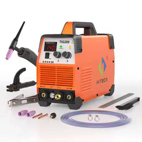HITBOX TIG200 2 in 1 Welding Machine MMA ARC HF TIG IGBT Inverter Stick Welder Machine Arc Force Hot
