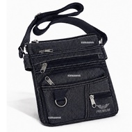 Men’s Kain Jeans Crossbody Sling Bag Multi Pocket Casual Shoulder Messenger Bag Travel Everyday Beg 