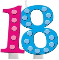 Creative Converting Bright and Bold 18th Birthday Molded Numeral Cake Candle (2-Pack)