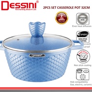 DESSINI ITALY GGF-32 Granite Die Cast Aluminium Non Stick Casserole Pot Bowl Deep Fry Pan Cookware T
