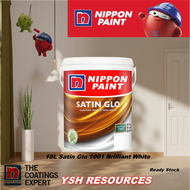 18L - Nippon Paint Satin Glo - 1001 Brilliant White / 145 White - interior Wall Paint / Cat Kilat