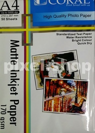 Ready JT Kertas Print Inkjet Mate Single Side A4 170 CORAL | Inkjet Matte Paper