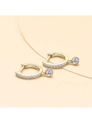 1對女士銀質鉆石耳環，鑲嵌3mm圓形莫桑石耳環，附GRA證書，適合紀念日和生日的珠寶禮品，鑽石婚禮新娘珠寶