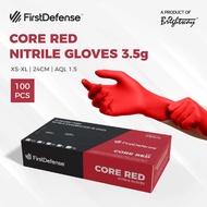 FirstDefense Core Red Nitrile Gloves (3.5g/100pcs) Multi-Purpose Use