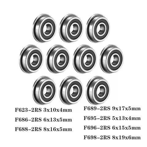 10Pcs F623 F686 F688 F689 F695 F696 F698 -2RS Bearing 5x13x4mm Flanged Miniature Deep Groove Ball Be