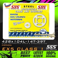 RANTAI DAN SPROCKET SET SSS CHAIN & SPROCKETS 428 X 104L/14T/39T FOR HONDA EX5 CLASS, EX5 CLASS 1