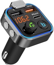 NK Bluetooth 5.0 FM Transmitter for Cars – 3 Ports Charging: x 2 USB QC3.0 + x1 PD 3.0 Type C 20W, H