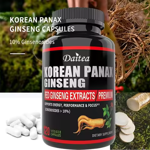 Organic Korean Red Ginseng 1000mg - 10% Ginsenosides, Energy & Performance