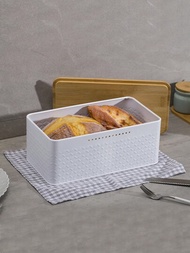 1入組儲物容器，帶有竹蓋的麵包盒，防漏耐用的食品存儲盒，適用於麵包，吐司，水果和蔬菜，廚房組織和儲存，廚房用品