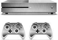 Adventure Games - XBOX ONE S - Silver, Brushed Aluminum - Vinyl Console Skin Decal Sticker + 2 Controller Skins Set