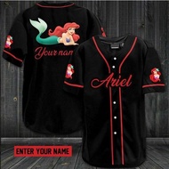 No Custom Name The Little Mermaid Ariel Baseball Jersey Nice Gift None Men Baseball Jersey Full