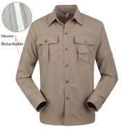 แห้งเร็วกลางแจ้งผู้ชายแขนที่ถอดออกได้เดินป่าตกปลาเดินป่าเสื้อ Ultrathin Breathable