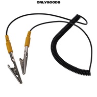 ONLYGOODS Anti-Static ESD Grounding Cable, 180cm / 71" PU,Metal Coiled Cord, Freedom From Tangles Bl