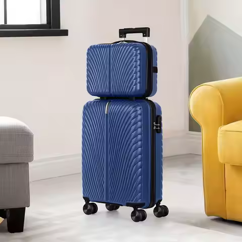 Shiny Gemstone Blue Luggage Set 2 Piece PP Material 14" 20" Inch Seashell Texture Hardcase Suitcase