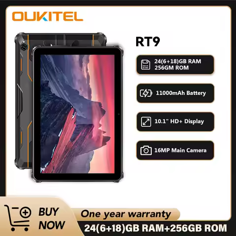 Oukitel RT9 Rugged TabletRugged Tablet 10.1" HD Display 24GB RAM 256GB Waterproof Tablet 11000mAh Ba