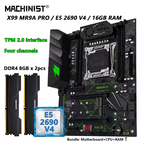 MACHINIST X99 TPM 2.0 Motherboard Xeon E5 2690 V4 CPU LGA 2011-3 DDR4 16GB RAM Four Channels NVME M.