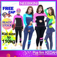 W8 Baju renang perempuan Muslimah baju mandi wanita full set swim shirt & bottom women swimming suit