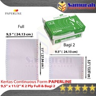 Paperline Continuous Form Paper 9.5 x 11 K2 W Full 2 PLY NCR / 9.5 x 11 K2 W PRS (Color for 2)