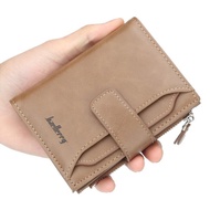 Baellerry D3218 Fashion Vertical Session Wallet For Men Multi-function Casual Male PU Leather Premium Quality Short Bifold Buckle Wallet With Zipper Coin Purse Card Holder Photo Holder