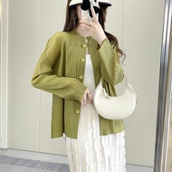 Miyake Pleated Jacket 2025 New Long Sleeved Lightweight Sunscreen Cardigan Shirts Top for Women