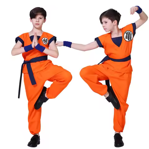 Halloween Adult Goku Costume Kids Son Goku Adult Cosplay Costume Anime Superhero Uniform Wig Carniva