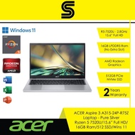 ACER Aspire 3 A315-24P-R75Z Laptop - Pure Silver Ryzen 5 7520U/15.6” Full HD/ 16GB Ram/512 SSD/Wins 