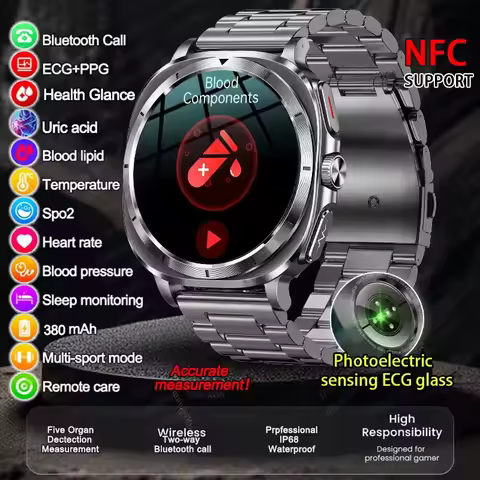 New Expert level Health AI Diagnosis SmartWatch Men ECG+PPG Uric Acid Blood Fat Blood Pressure NFC H