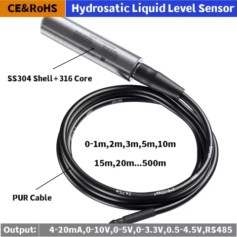 0-15m to 0-3.3V 4-20mA RS485 Submersible Liquid Level Transmitter Sensor 0-3m 0-5m 0-10m to 0-10V 0-